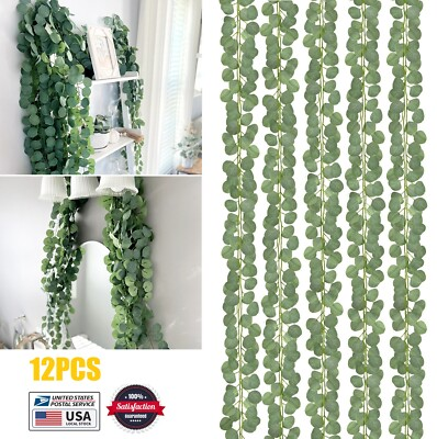 #ad 12x Artificial Eucalyptus Leaves Greenery Garland for Wedding Party Table Decor $12.58