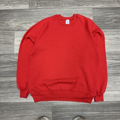 Vintage 80s Rusell Sweatshirt Crewneck Men L Red Baggy Blank