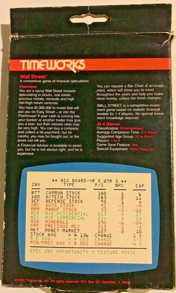 Wall Street 1983 Timeworks for Commodore 64 Vintage Video Game - Image 2 of 4