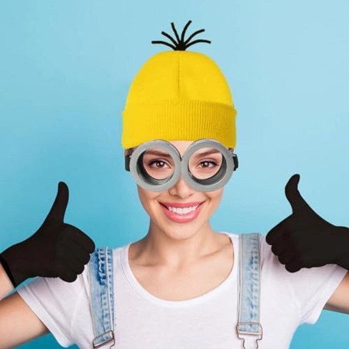 Minions Cosplay Costume Adults Kids Fancy Dress Beanie Glove Glasses Halloween - Picture 4 of 9