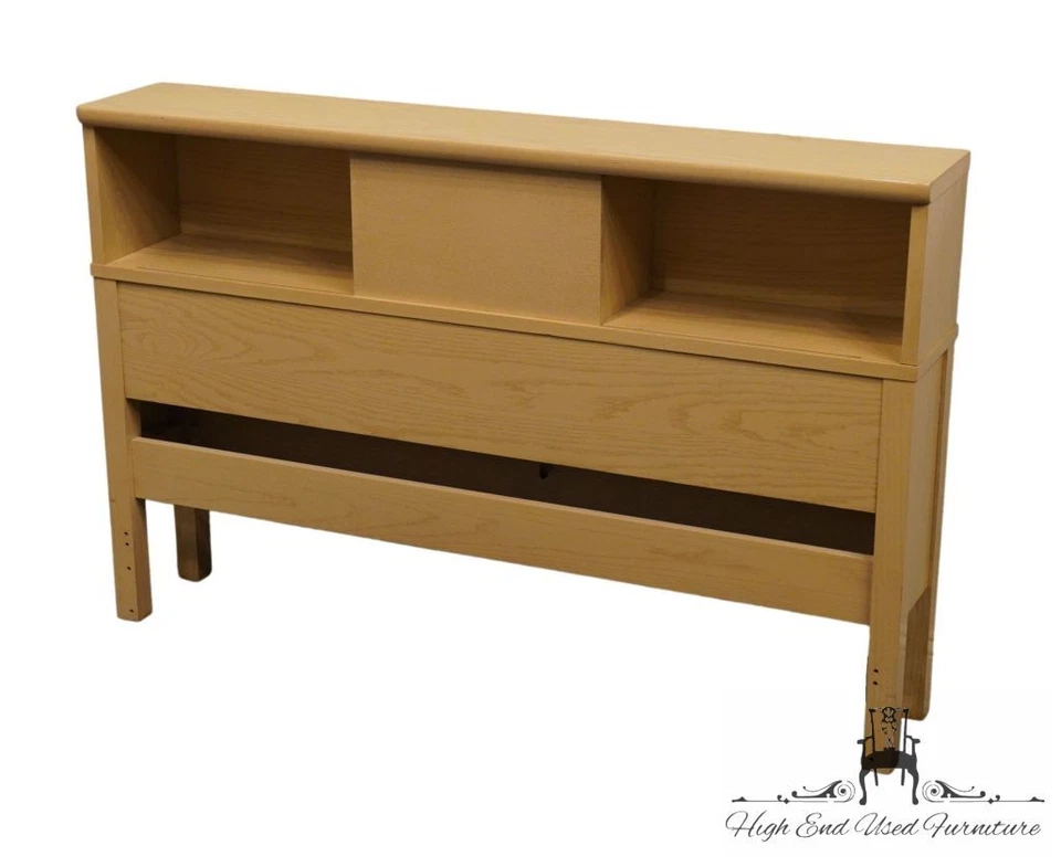 MENGEL FURNITURE Bleached Oak Mid Century Modern MCM Full Size Bookcase Headb... - Image 2 of 4