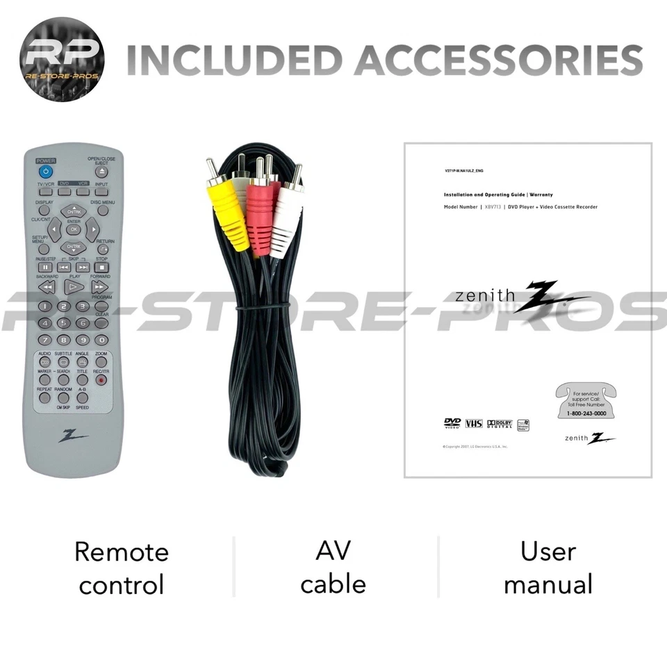 Zenith XBV713 DVD VCR Combo Reproductor VHS Hi-Fi Estéreo Escaneo Progresivo Foto 2 de 4