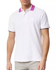 Psycho Bunny Men's White Newell Bunny Tipped Short Sleeve Polo Shirt