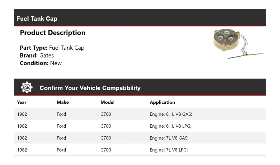 Puertas de tapa de tanque de combustible para Ford C700 1982 Foto 2 de 4