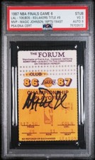 MAGIC JOHNSON SIGNED 1987 NBA FINALS GAME 6 TICKET CELTIC/LAKERS TITLE#9 PSA 3/9