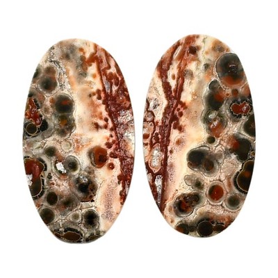 Natural Leopard Skin Jasper Pair 12.5x22.75x3.5 mm Oval Gemstone LS30-04708