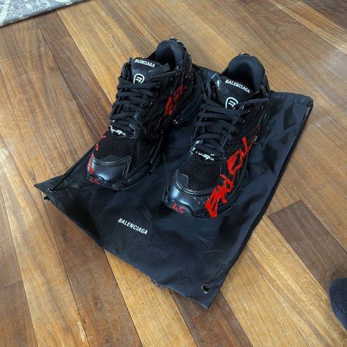 Balenciaga Track Black/Red Mesh Low Top Lace-Up Trainers EU45 UK10.5