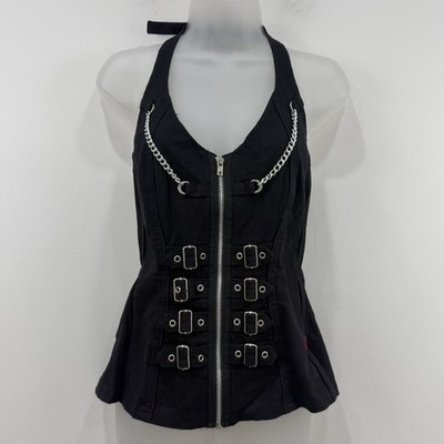 VTG 90s Y2K Tripp NYC Halter Top L Corset Gothic Punk Rock Emo Cyber Whimsigoth