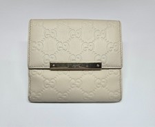 Gucci Guccissima Wallet Ivory Leather GG Plate 112664