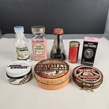 Lot of Vintage Shoe Boot Shine Polish Tins Bottles Esquire Pioneer Shoeshine