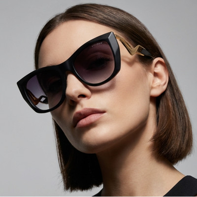 Dita Sunglasses DTS438-A-01 Icelus Black Cat Eye Purple Gradient Women 55mm