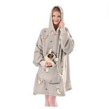 Wearable Blanket Hoodie, Oversized Sherpa Hooded as Birthday Adult Chill Cat