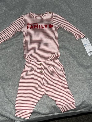 Carter s Baby  Love My Family  2-Piece Striped Bodysuit & Pant Set (Red/White)