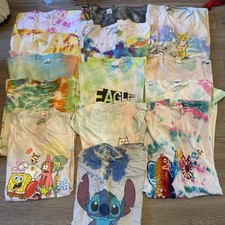 Job Lot 14 Tie Dyed T Shirts Stitch, SpongeBob, Cats Resell Boot Fair