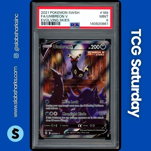 2021 POKEMON SWSH EVOLVING SKIES #189/203 UMBREON V ALTERNATE FULL ART PSA 9