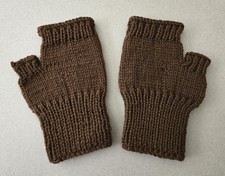 Handknit Fingerless Gloves - Brown