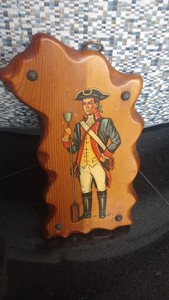 Vtg Revolutionary War L Wood Plaque c1950's Handmade History USA 250th Anniv!