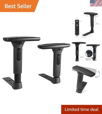 Adjustable Height Gaming Chair Armrest Pair - Comfort in Black for Gamers