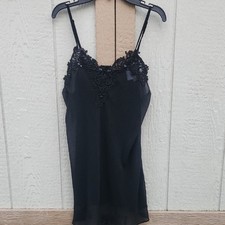 LA Intimates Vintage Black Beaded Mini Slip Medium
