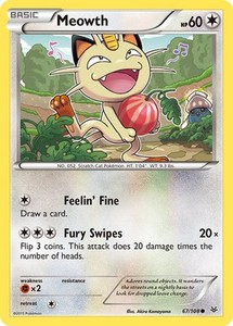 Meowth 67/108 -Reverse Holofoil- PKM NM Roaring Skies
