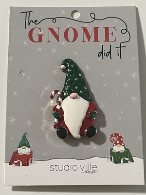 Studio Ville Enameled Crystals Christmas Gnome $30 NIP Santa Gnome Candy Cane