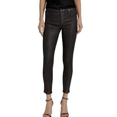 New AG Adriano Goldschmied Womens Farrah Ankle Skinny Jeans Coated Gunmetal 31