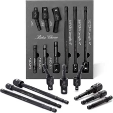 Impact Socket Adapter Set, 9 Pcs, 1/2", 1/4", 3/8" Hex Shank, Rotatable