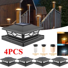4PCS Solar Post Deck Cap Lights Outdoor Fence Dock 4x4/6x6 LED Lamp PVC Vinyl