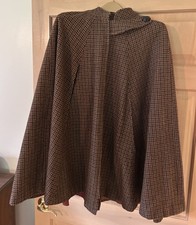 Country Place Cape One Size 1960s Vintage Wool Houndstooth Plaid Poncho