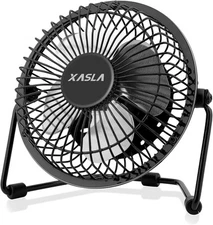 xasla 4” USB Desk Fan Mini Quiet 360° Tilt Strong Airflow Metal Black