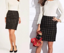 New J.McLaughlin Elm Skirt Black Gold Tweed Womens Sz 10 NWT Classic Preppy Work