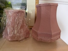 Pair Pink Lampshades 8” X 8” New Old Stock
