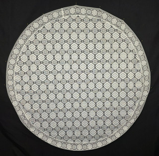 White Floral Lace Tablecloth 66" Round Vintage 1960s Cottage