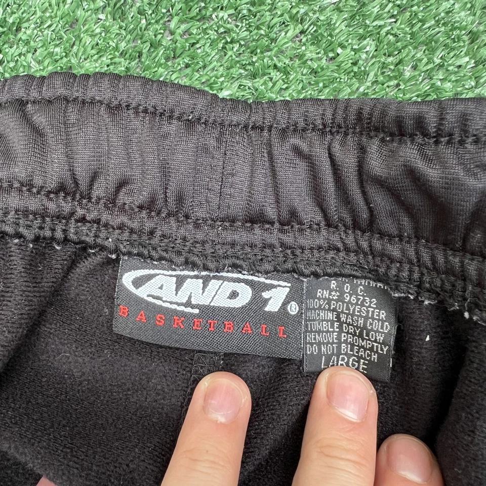 VTG And 1 Break Away SweatpantsMens Large Black White Red Baggy Basketball Y2K - Image 2 of 4