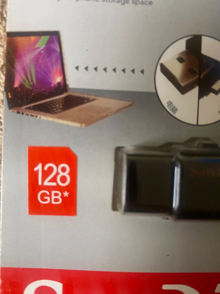 SanDisk Extreme 128GB OTG USB Android Smartphone Flash Drive-SEALED - Image 2 of 3