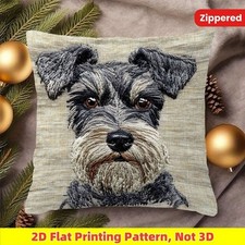 Schnauzer Dog Short Plush Pillow Cover Square Cushion Case Gift for Dog Lovers