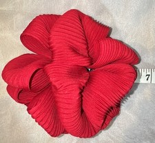 Vintage 60s Big Ribbed Look Hair Claw Clip Ribbon Red 6