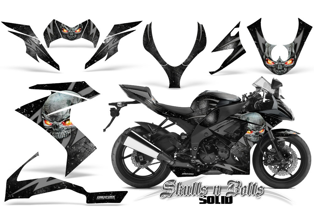 KAWASAKI ZX10 NINJA 08-09 GRAPHICS KIT CREATORX DECALS STICKERS