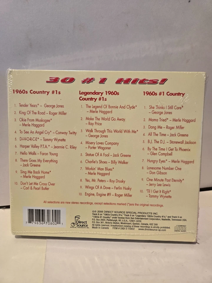 Lot of 30 #1 COUNTRY HITS OF THE 1960S- 3 CD SET- Brand new & Sealed Foto 2 de 4