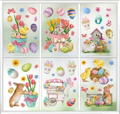 Easter Window Clings, 9 Sheets Easter Decorations Bunny Rabbit Egg Window Sticke