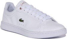 Lacoste Carnaby Pro Womens Leather Court Trainers In White Pink Size UK 3 - 8