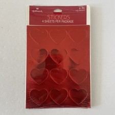 Vintage Hallmark Valentine Red Foil Heart Seals Stickers SEALED PACK 
