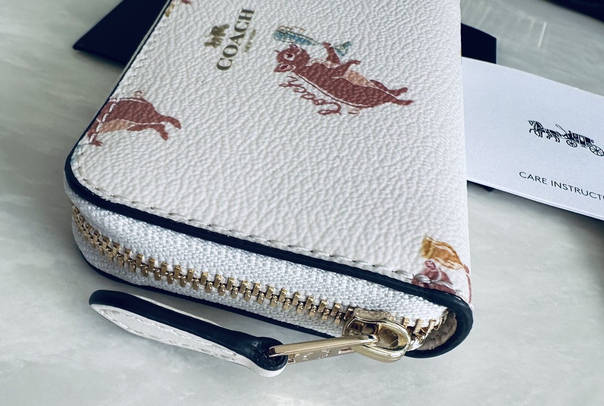 NWT COACH CHALK/MULTI PARTY PIGS ZIP AROUND CARD CASE 87882 | eBay