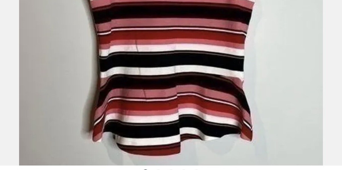 MICHAEL KORS SZ P / S CUTE PEPLUM KNIT TOP PINK RED BLACK WHITE