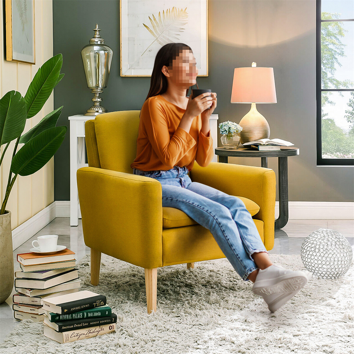 New Accent Single Sofa Upholstered Fabric Chairs Arm Chair Furniture Living  Room