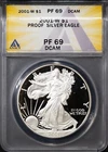 2001-W $1 Silver American Eagle Proof 69 DCAM ANACS # 7625514 + Bonus