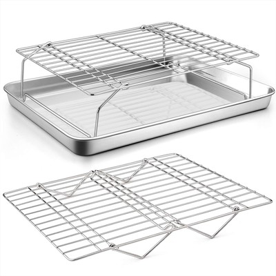 Baking Sheet And 2tier Cooling Racks Set Stainless Steel Baking Pan Tray With St