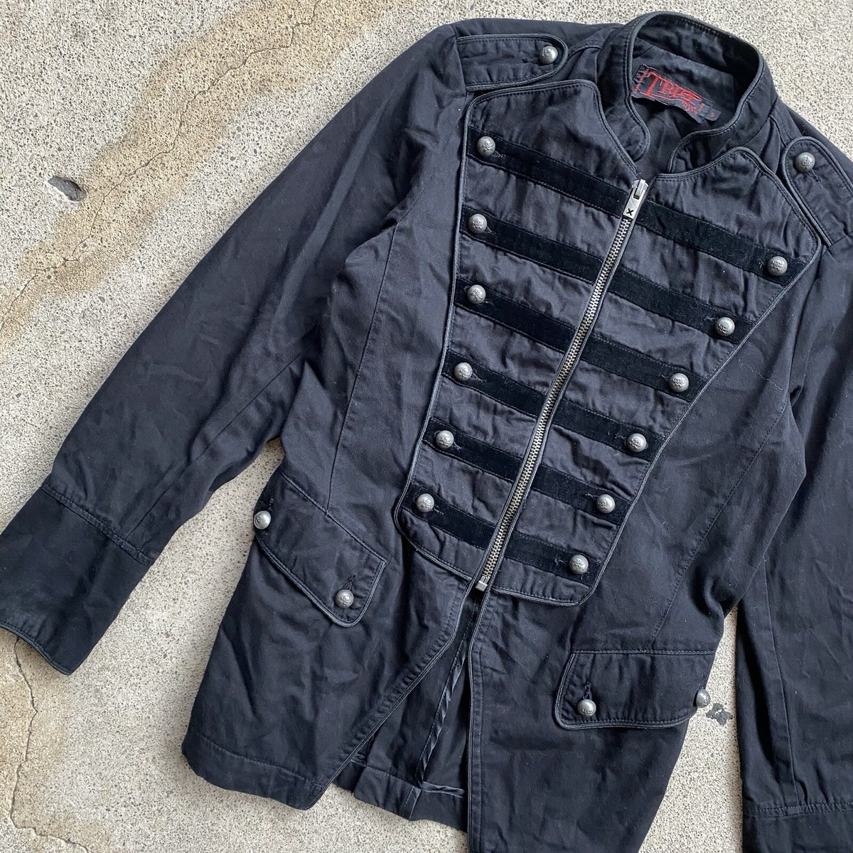 Vintage Y2K TRIPP NYC Trench Coat Military Band Napoleon