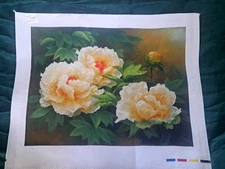 Finished Unframed Cross Stitch 5D Picture Peony Flowers Gift