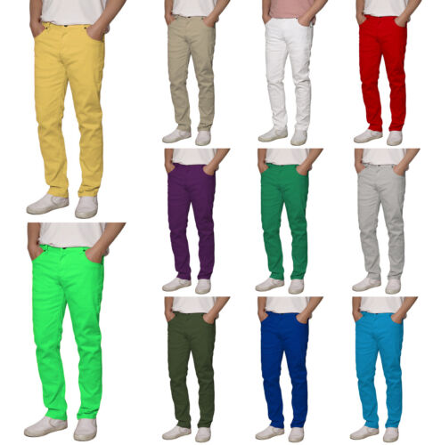 Men's Stretch Color Skinny Jeans Pants Size 28-42 DL937 - Picture 1 of 33